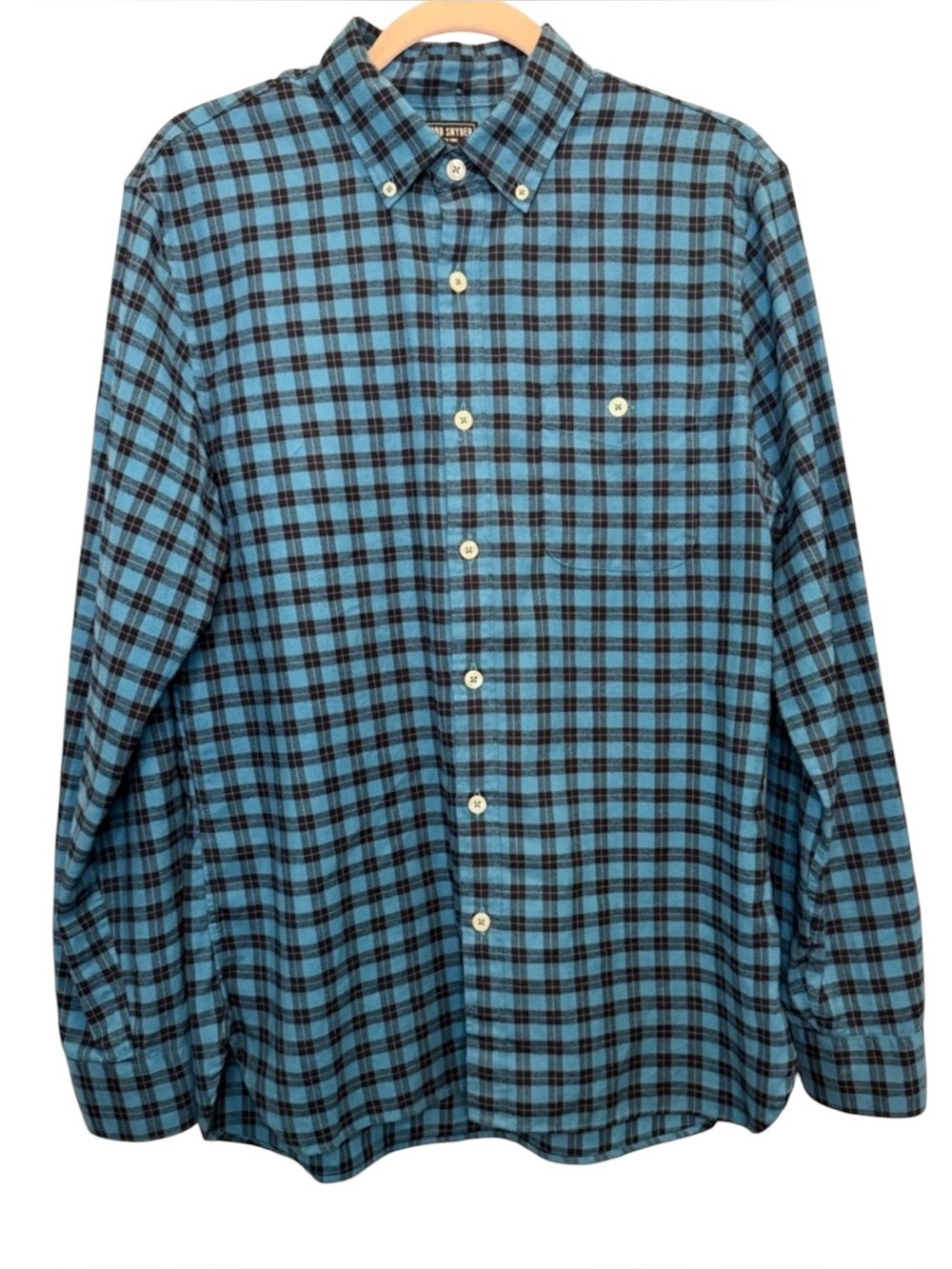 Todd Snyder x Albini Blue Plaid Button Down Shirt Medium 100% Italian Cotton